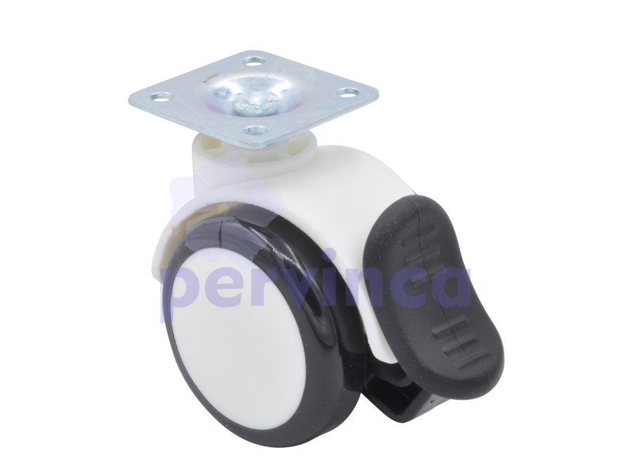 Castor PU, w/ plate, with brake