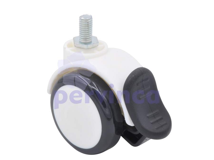 Castor PU, w/ thread, with brake