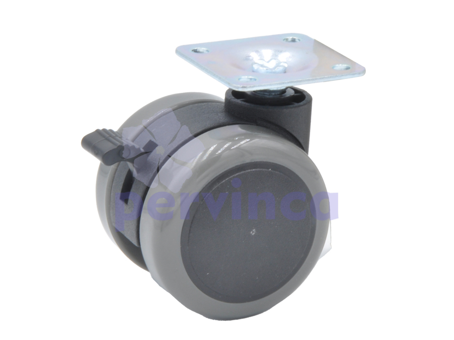 Rueda de PU, con placa, con soporte