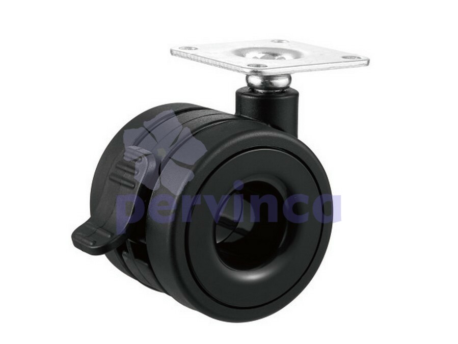 Double caster with plate+brake