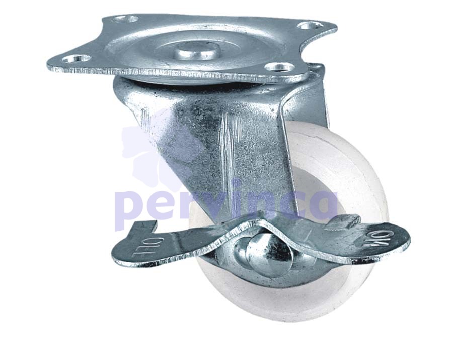 Steel castor, w/ plate & brake