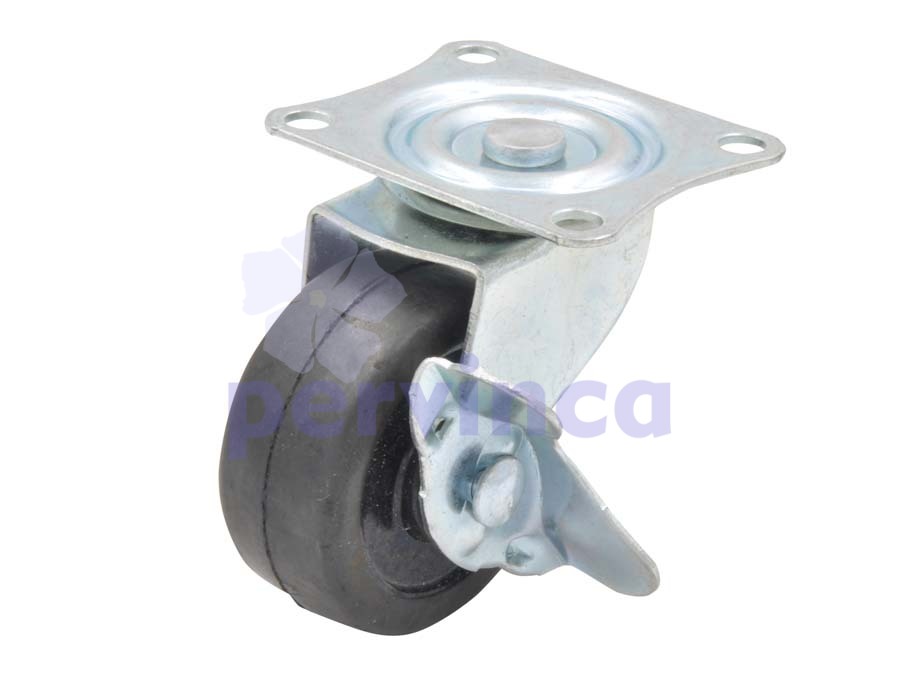 Steel castor, w/ plate & brake