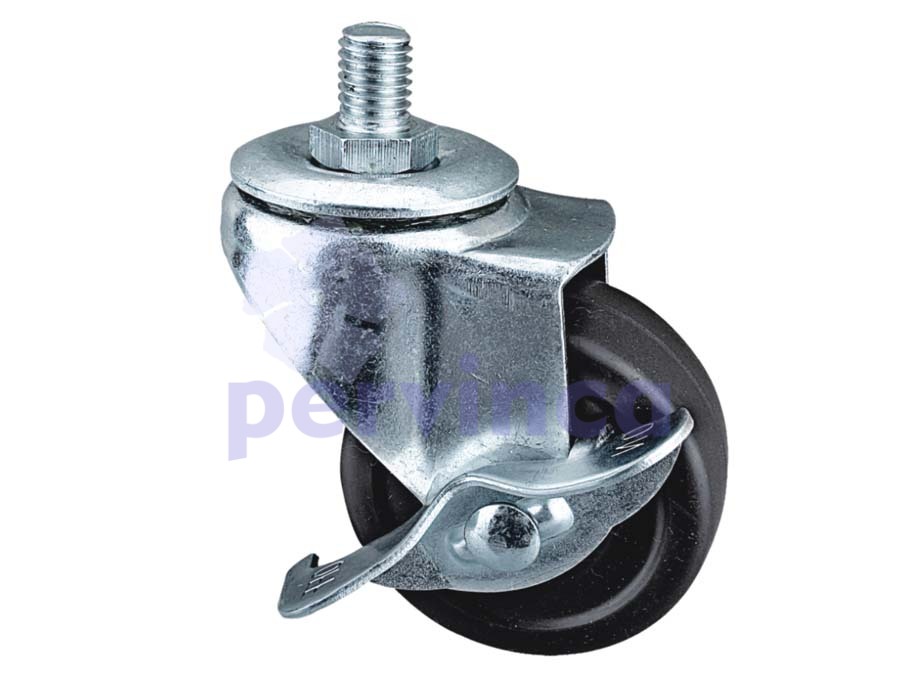 Steel castor, w/ thread & brake