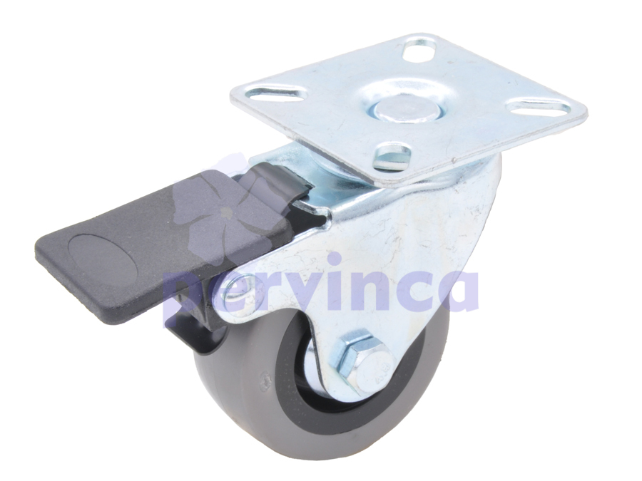 Steel castor, w/ plate & brake