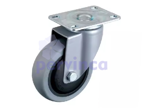 Steel castor, w/ plate