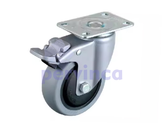 Steel castor, w/ plate & brake